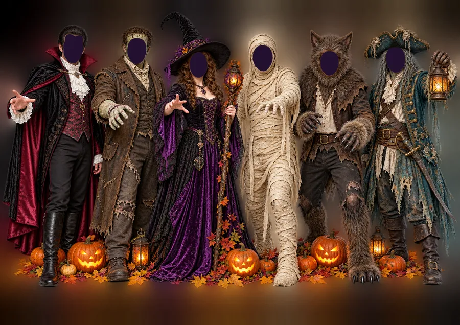 Cartell amb les vostres cares · Gran família monstruosa